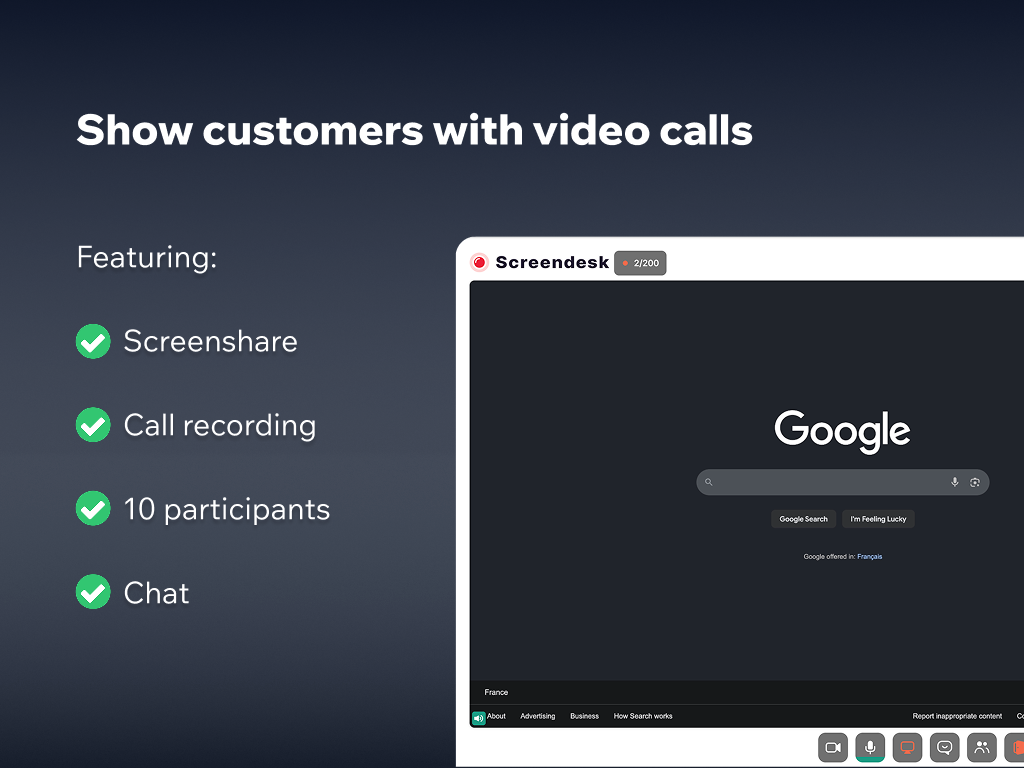 Screen Recording & Live Video Calls by Screendesk dashboard view — Video app on the Zendesk Marketplace